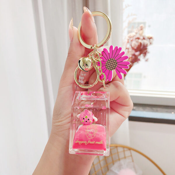 Cute Adorable Fruit Themed Boba Cup Milk Carton Acrylic KeyChain Pendant Charm