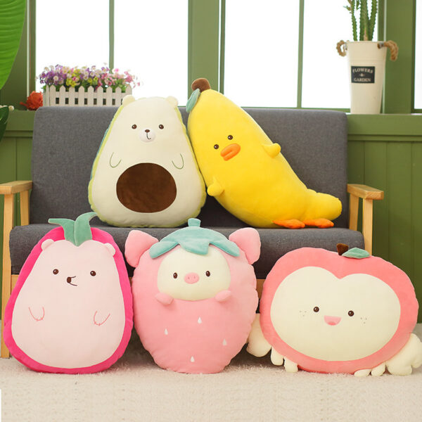 Cute Fun Adorable Fruit with Animal Face Plush Pillow Cushion Toy