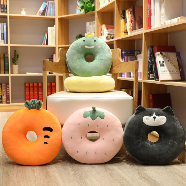 Adorable Round Donut Shape Fruit and Vegetable Cushion for Sofa and Office Chair